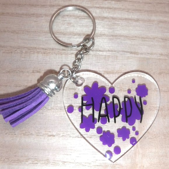 Hand Crafted Accessories - Keychains Acrylic / Resin Happy